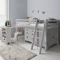Moro Sleepstation with Chest of Drawers, Cabinet & Desk in Silk Grey