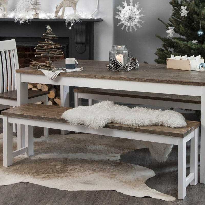 Nordic Bench in Classic White and Pine
