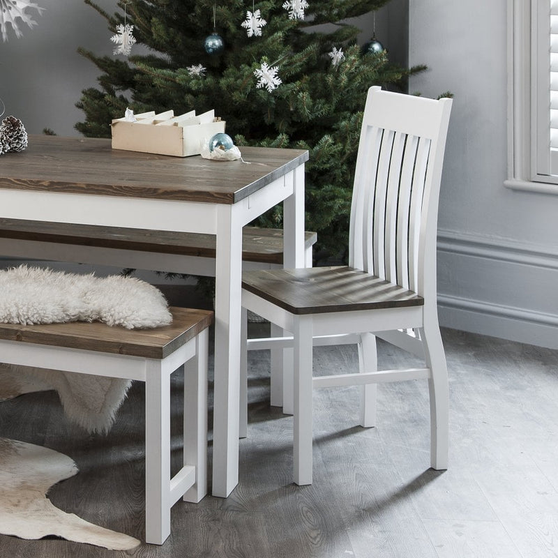 Nordic Dining Table in Classic White and Dark Pine