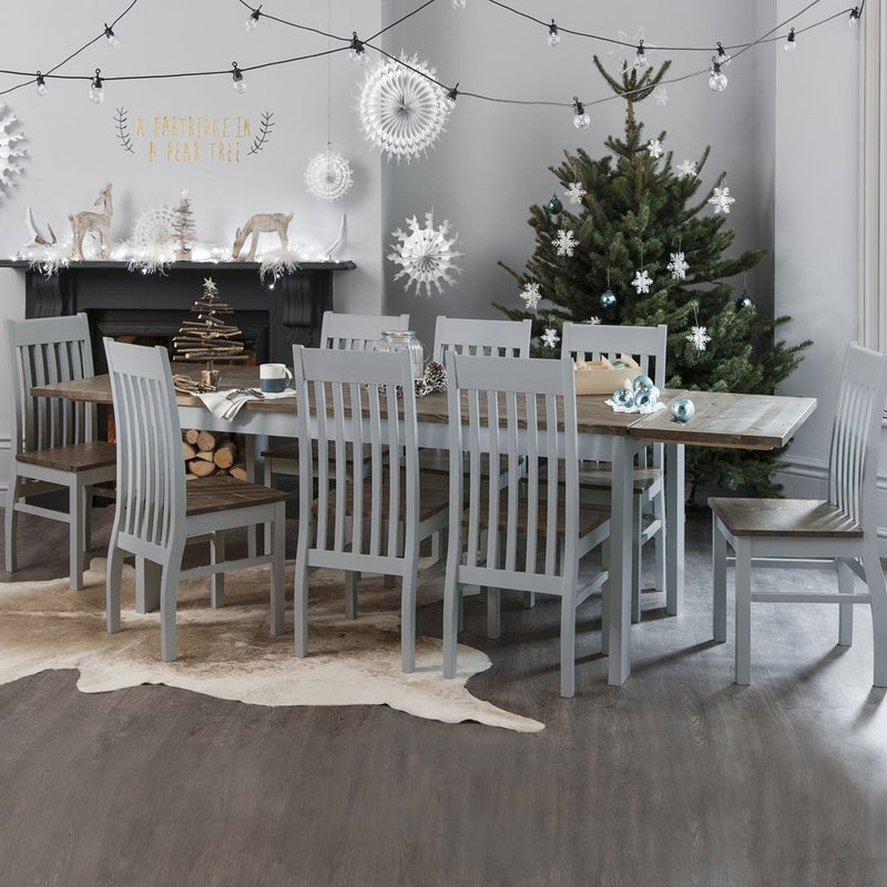 Nordic Dining Table with 6 Chairs in Silk Grey and Pine