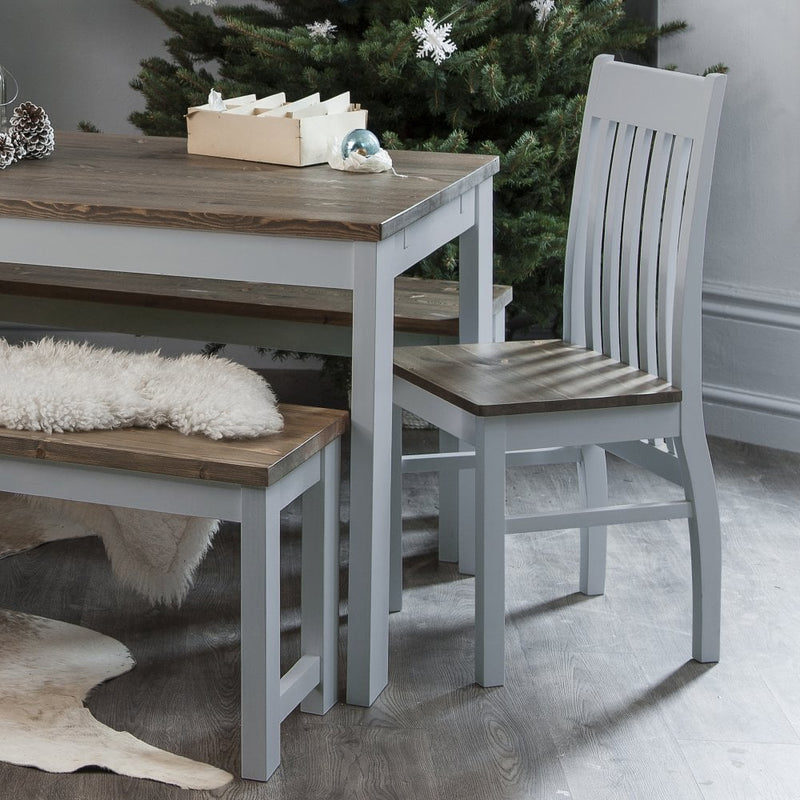 Nordic Dining Table with 6 Chairs in Silk Grey and Pine