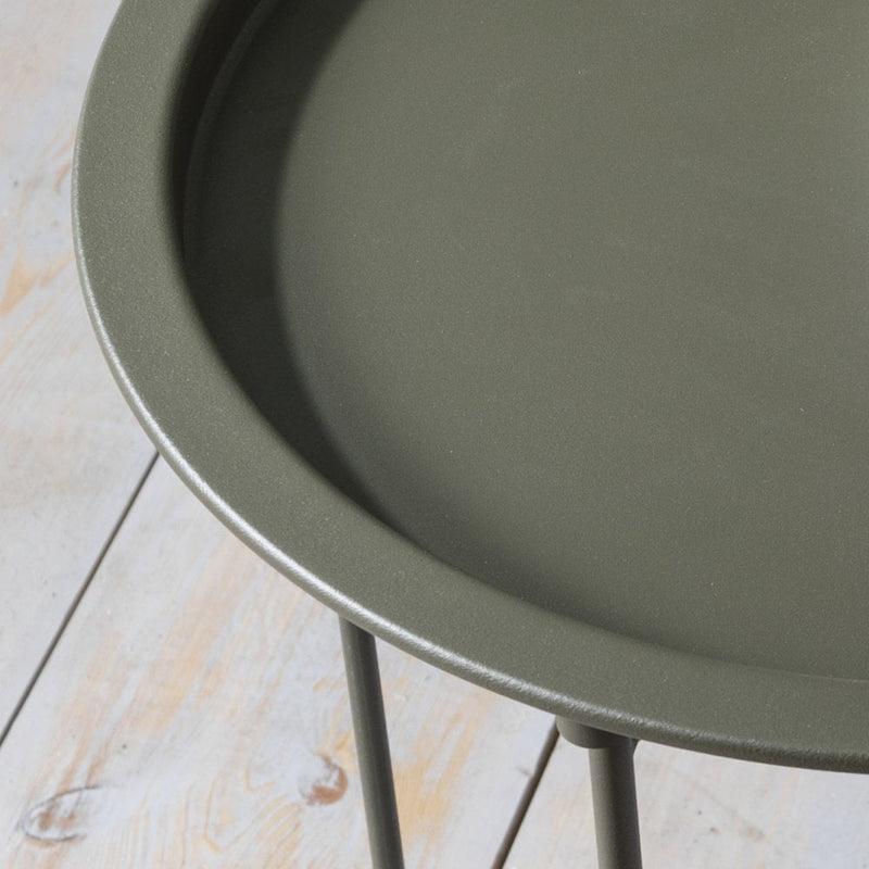Metal Side Table in Olive Green