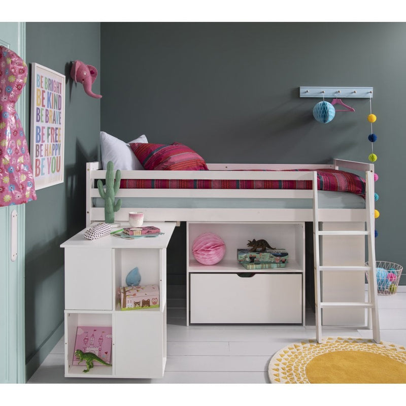 Oliver Cabin Bed Sleepstation with Underbed Storage and Desk in Classic White