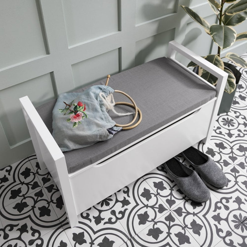 Olsen Storage Bench with Cushion in Classic White