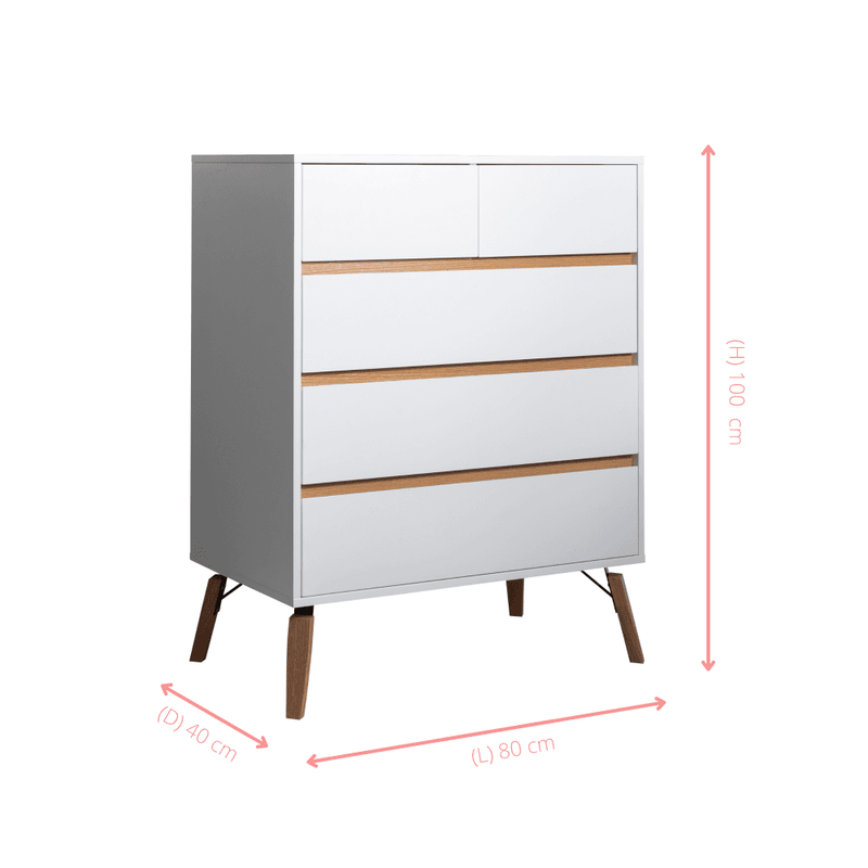 Otto Chest of Drawers 3+2 Drawer in Classic White | Noa & Nani
