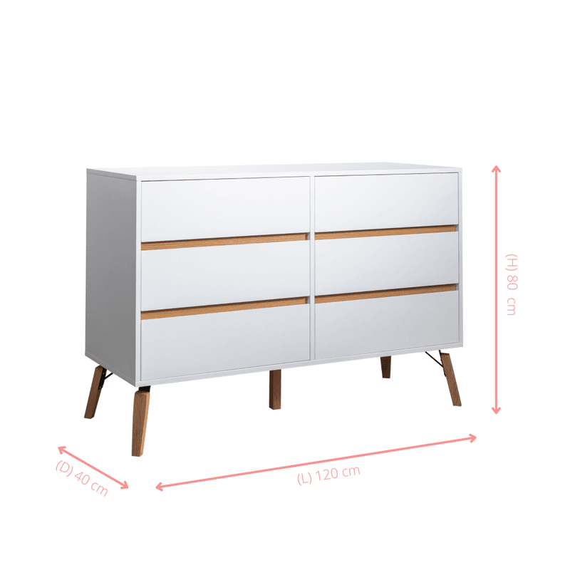 Otto Chest of Drawers 6 Drawer in Classic White Noa Nani