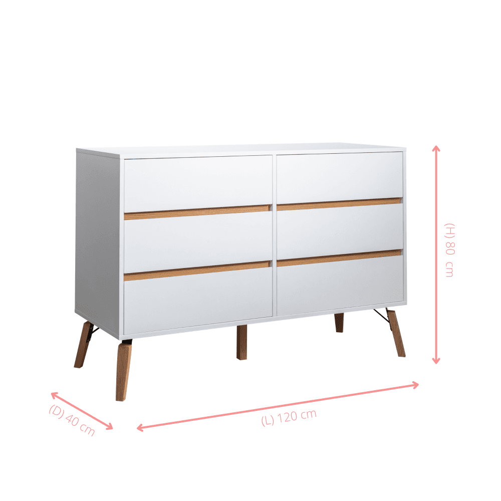 Otto Chest of Drawers 6 Drawer in Classic White | Noa & Nani