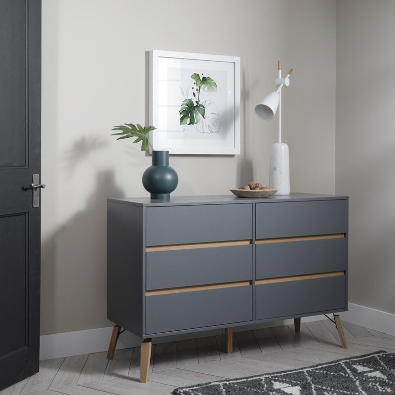Otto Chest of Drawers 6 Drawer in Silk Grey