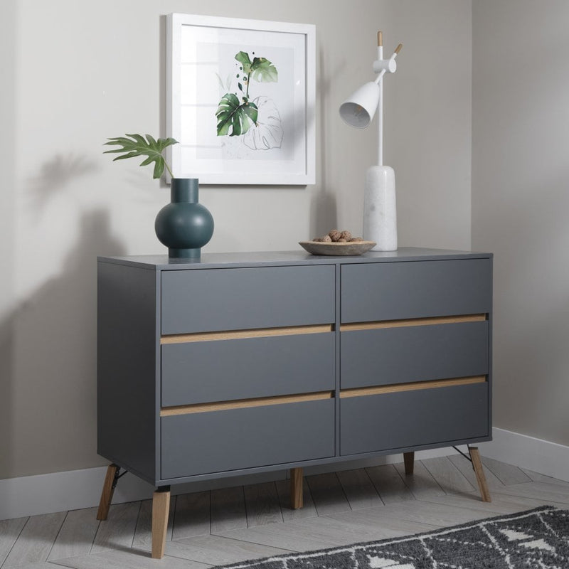 Otto Chest of Drawers 6 Drawer in Silk Grey