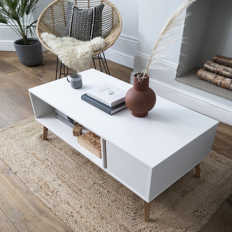 Otto Coffee Table with Cupboard in Classic White