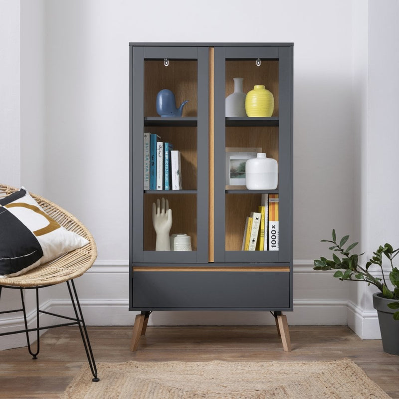 Otto Display Cabinet Dresser in Grey and Natural Pine