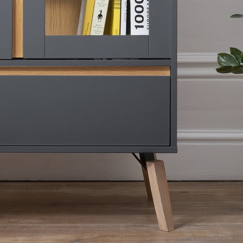 Otto Display Cabinet Dresser in Grey and Natural Pine