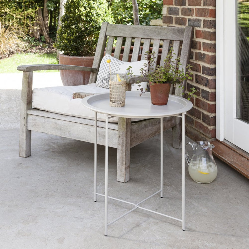 Outdoor Bistro Garden Tray Table in Light Silver