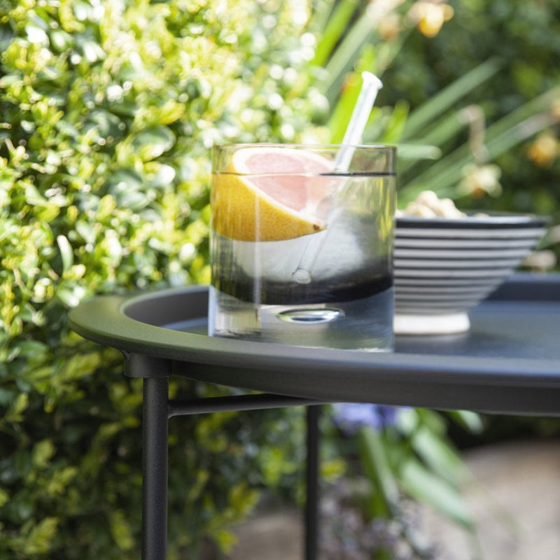 Outdoor Bistro Garden Tray Table in Solid Black