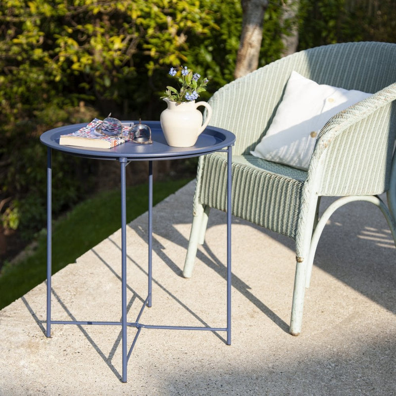 Outdoor Bistro Garden Tray Table in Dark Blue