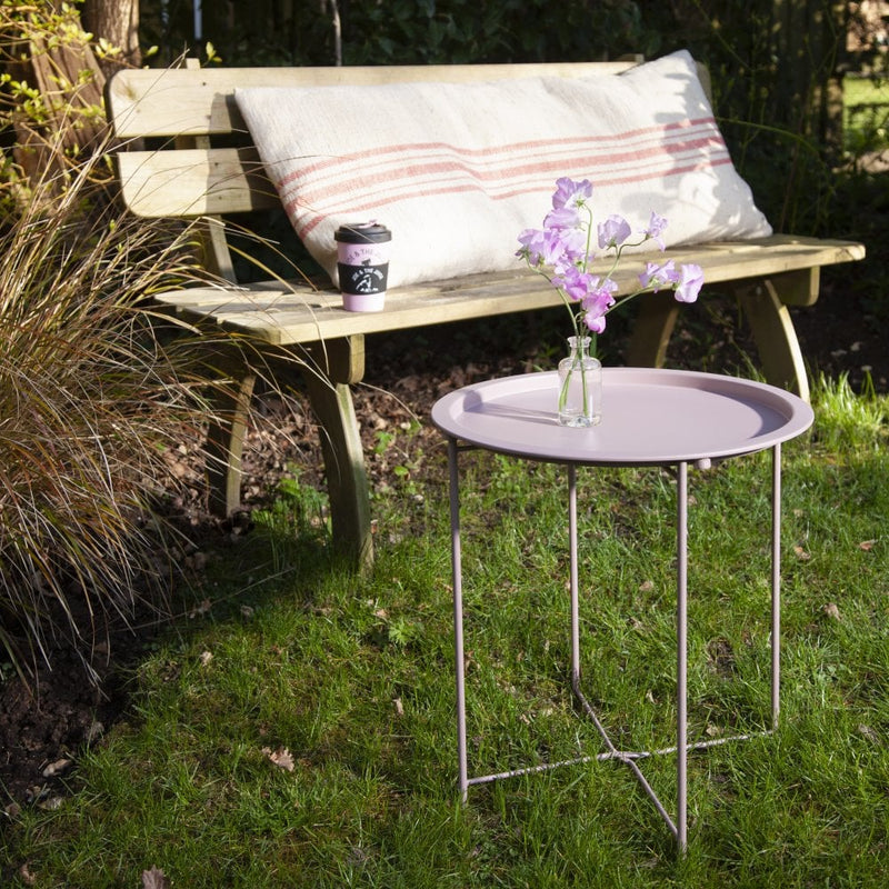 Outdoor Bistro Garden Tray Table in Blush Pink