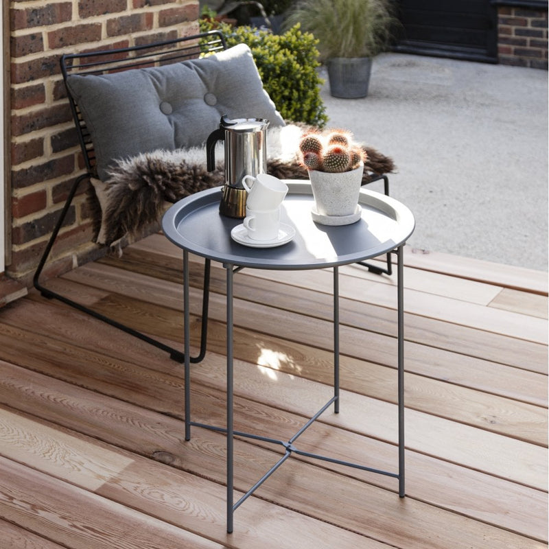Outdoor Bistro Garden Tray Table in Charcoal Grey