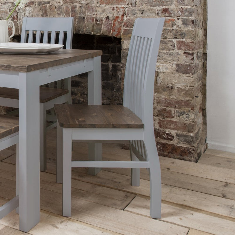Pair of Hever Dining Chairs in Grey and Dark Pine