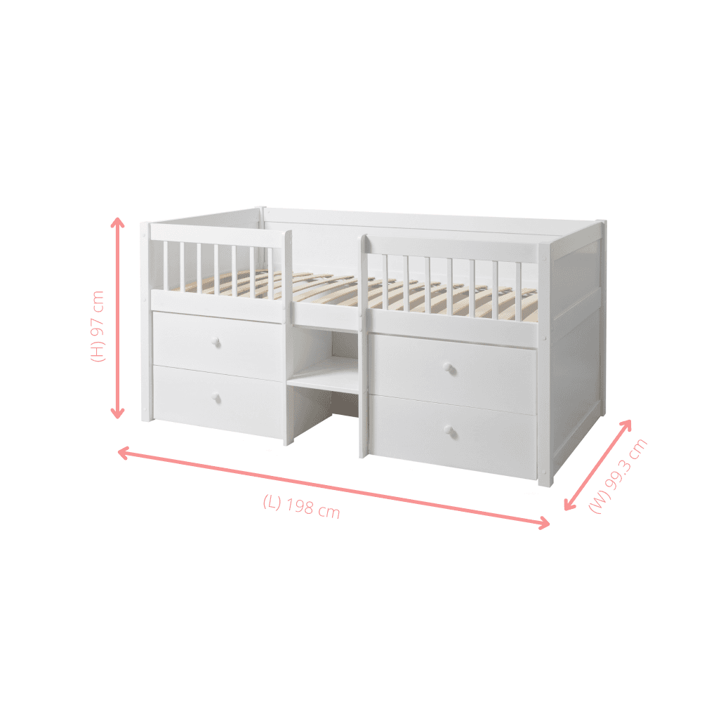 Petra Midsleeper Cabin Bed with Underbed Storage Drawers Noa & Nani