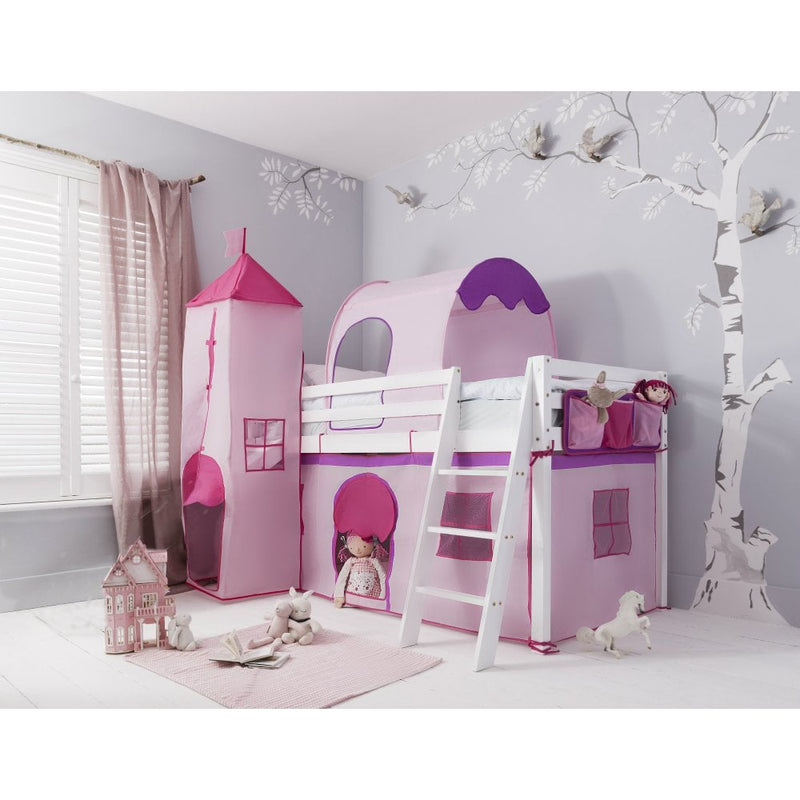 Moro Cabin Bed Midsleeper & Pink Package in Classic White