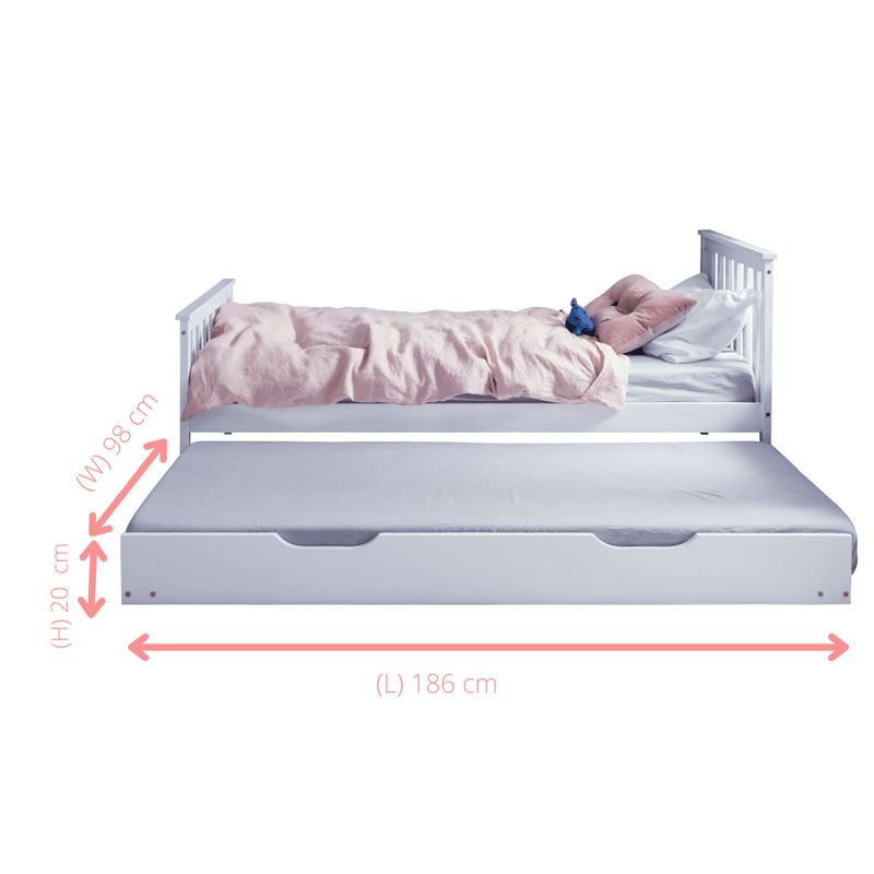 White Trundle Bed With Pullout Spacesaver Noa Nani