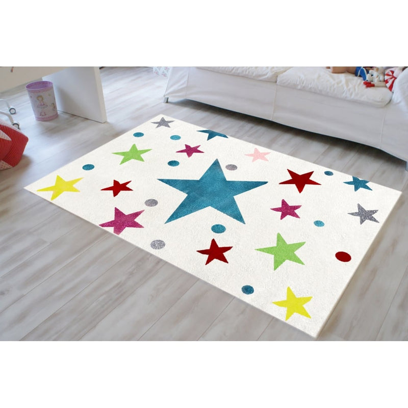 Rug with Stars in Cream and Multicolour 150cm x 80cm