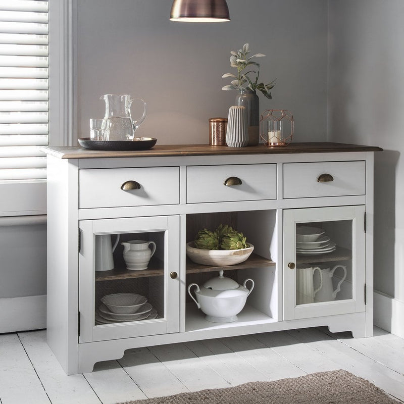 Sideboard Canterbury in White and Dark Pine 3 Drawer
