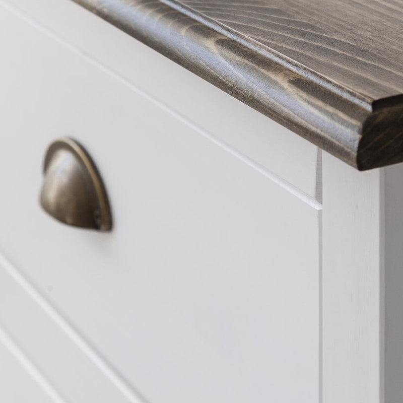 Canterbury Sideboard 3 Drawer and Dresser Top in White and Dark Pine