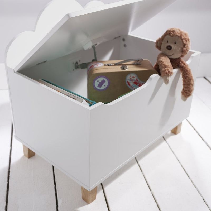 Sigrid Toy Storage Box Cloud Design in White and Natural Pine