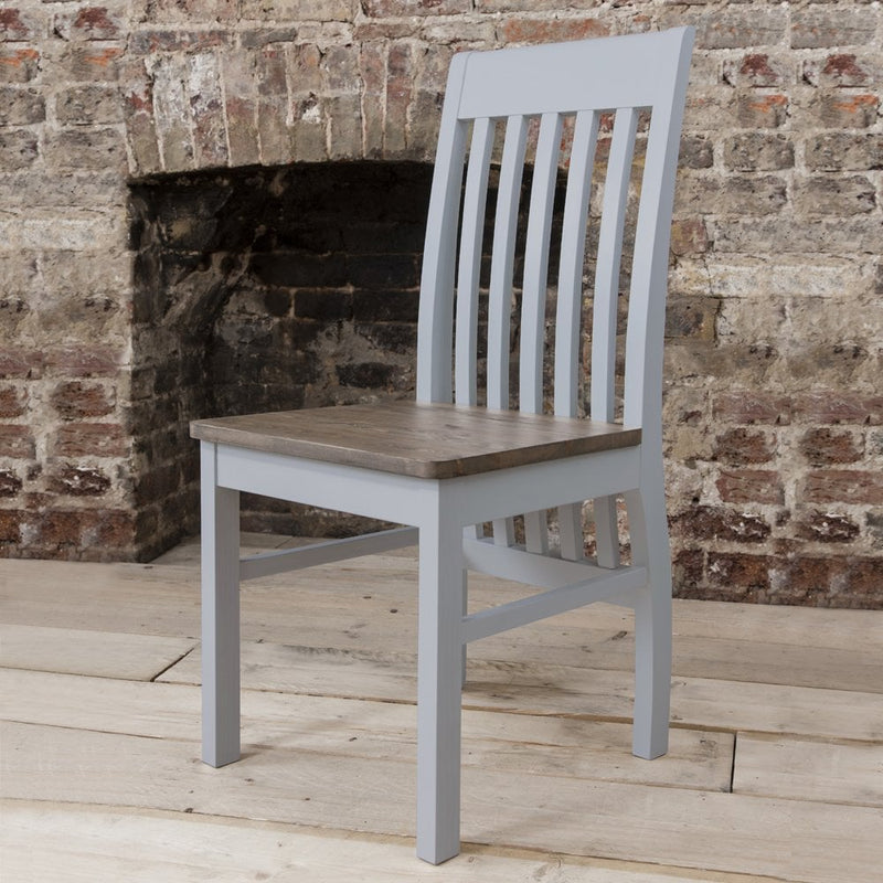 Single Hever Dining Chair in Grey and Dark Pine