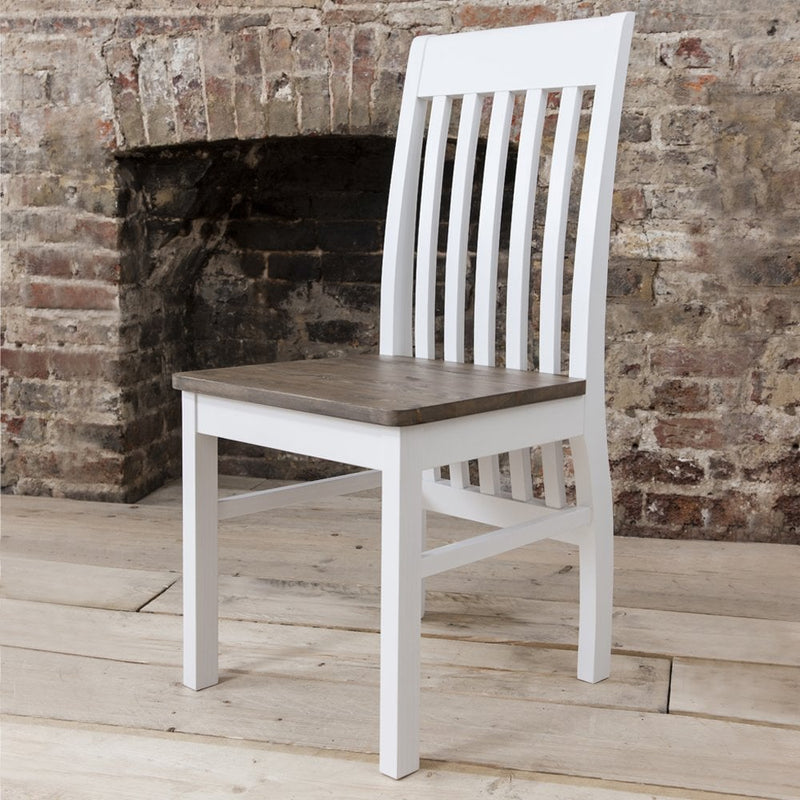 Single Hever Dining Chair in White and Dark Pine