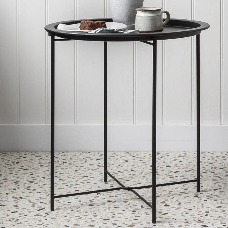 Solid Black Metal Side Table