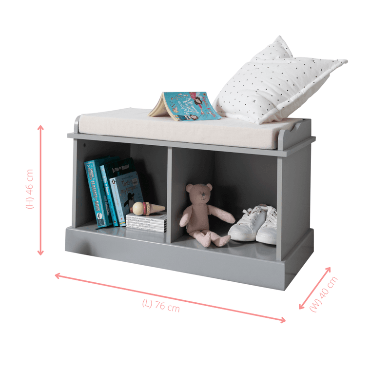 Stockholm Storage Bench with 2 Storage Cubes in Grey Noa Nani