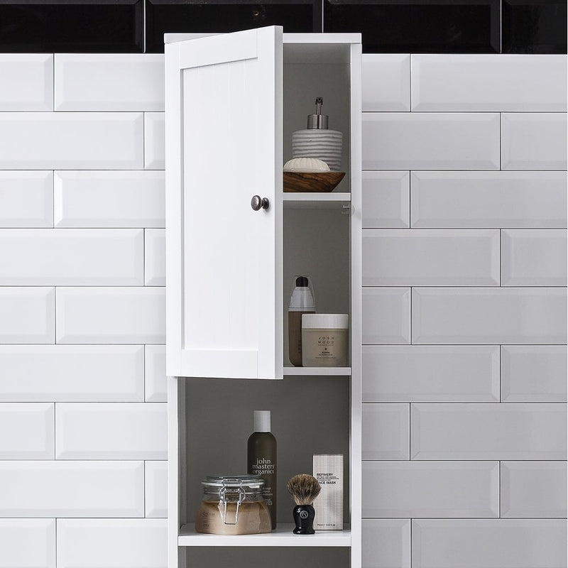 Stow Tallboy Bathroom Cabinet Hallway Storage Unit in Classic White