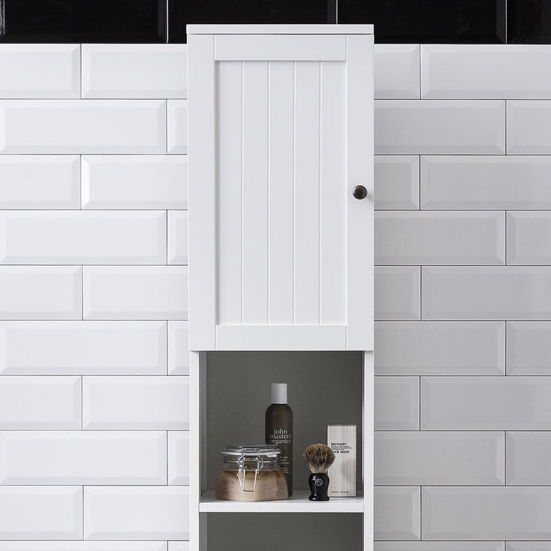 Stow Tallboy Bathroom Cabinet Hallway Storage Unit in Classic White