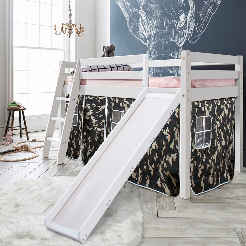 Thor Cabin Bed Midsleeper with Slide & Army Package in Classic White