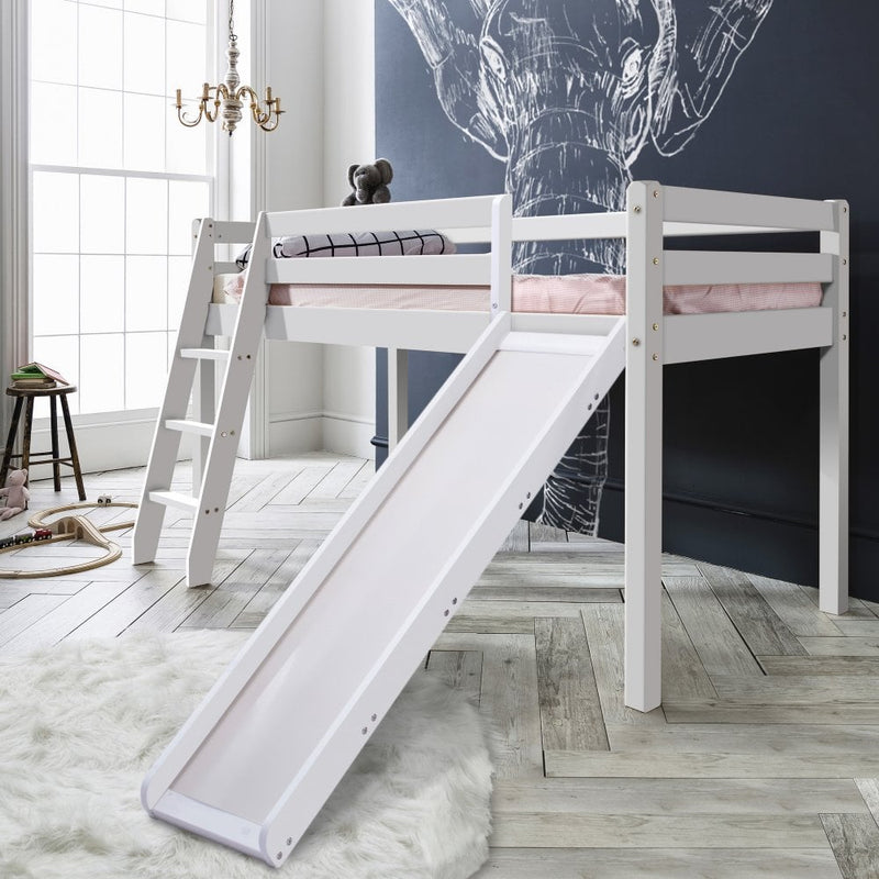 Thor Cabin Bed Midsleeper with Slide in Classic White
