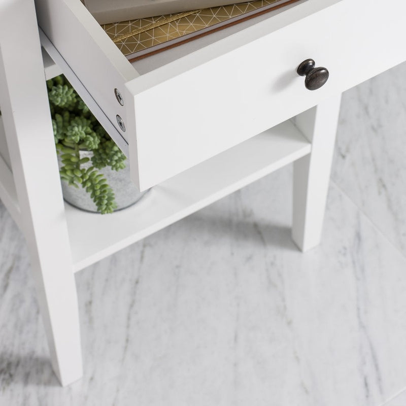 Trend Bedside Cabinet with Drawer in Classic White