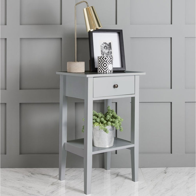 Trend Bedside Cabinet with Drawer in Silk Grey