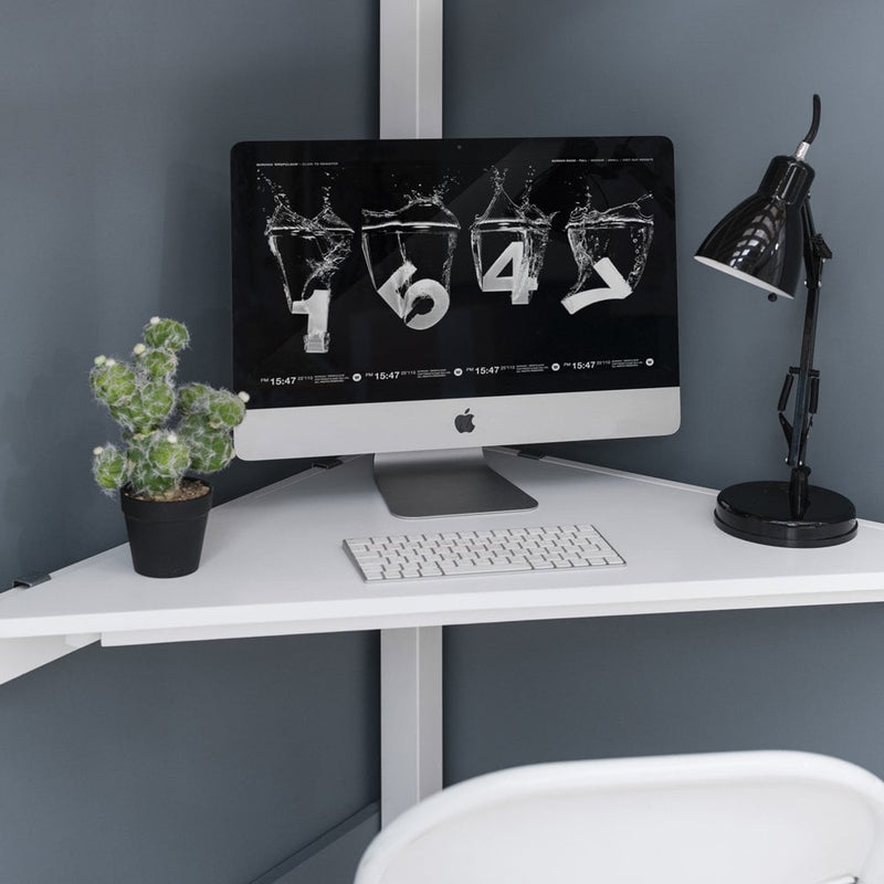 Triangular Corner Desk for High Sleeper Bed in White