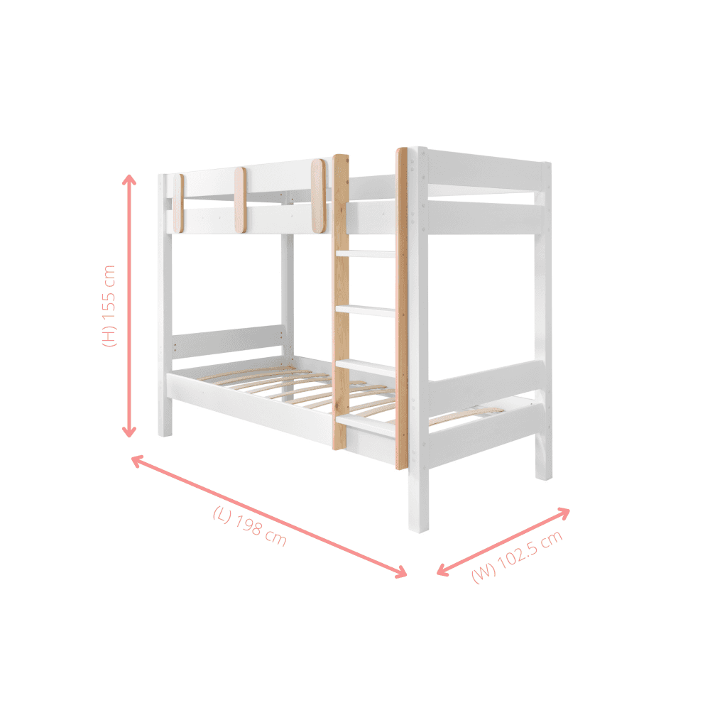 Una Bunk Bed Contemporary in Classic White & Pine Noa & Nani