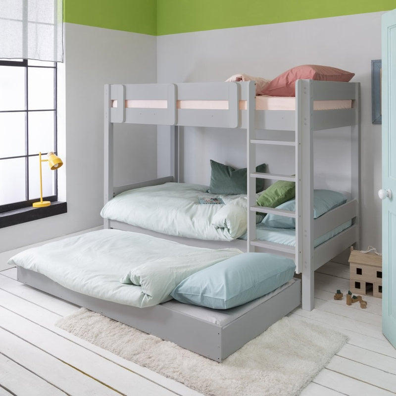 Una Bunk Bed Contemporary in Silk Grey with Olaf Trundle