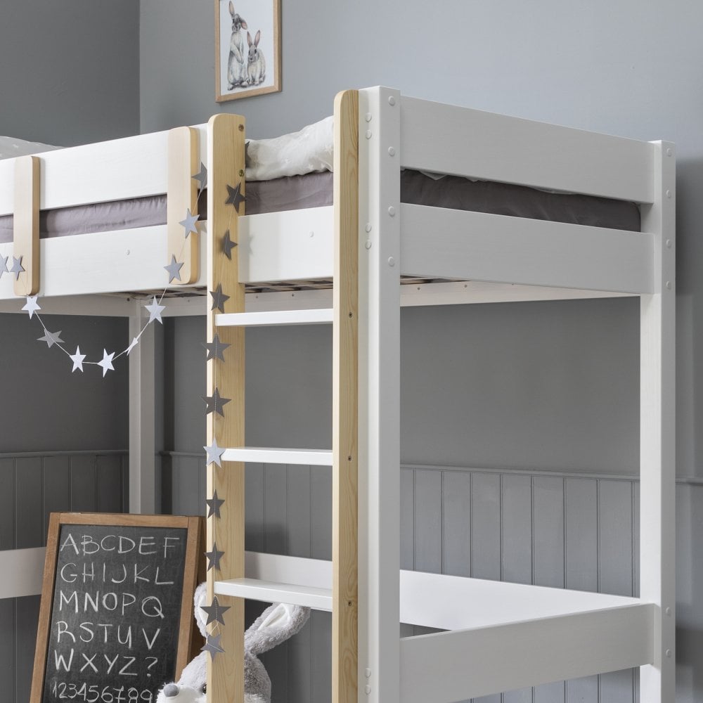 Una High Sleeper Cabin Bed in White & Pine | Noa & Nani