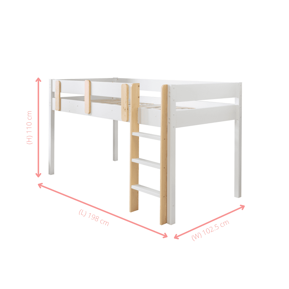 Una Mid Sleeper Cabin Bed in White and Pine | Noa & Nani
