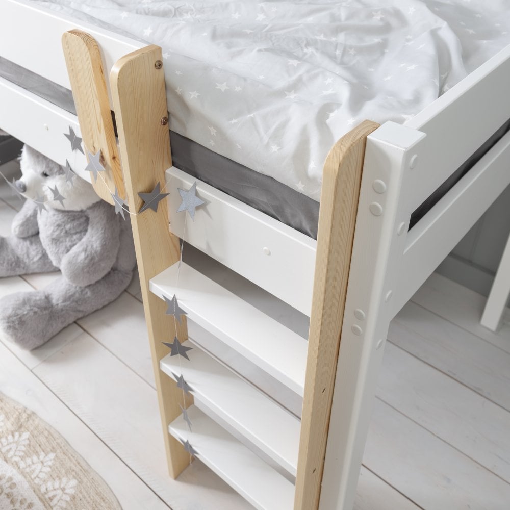 Una Mid Sleeper Cabin Bed in White and Pine Noa & Nani