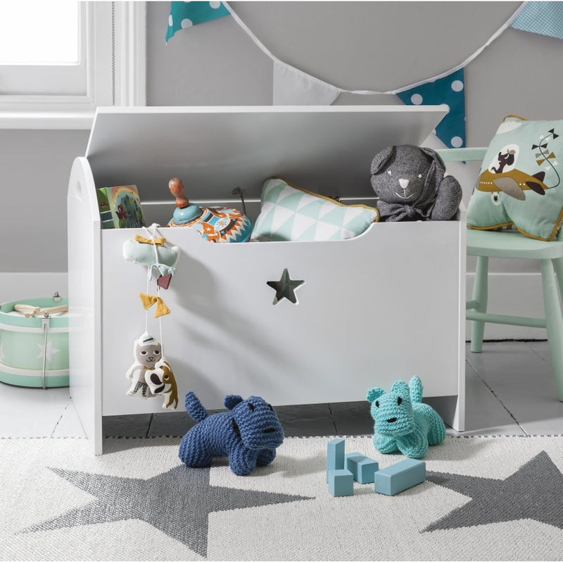 Zeta Toy Box Toy Organiser with Star Design in Classic White