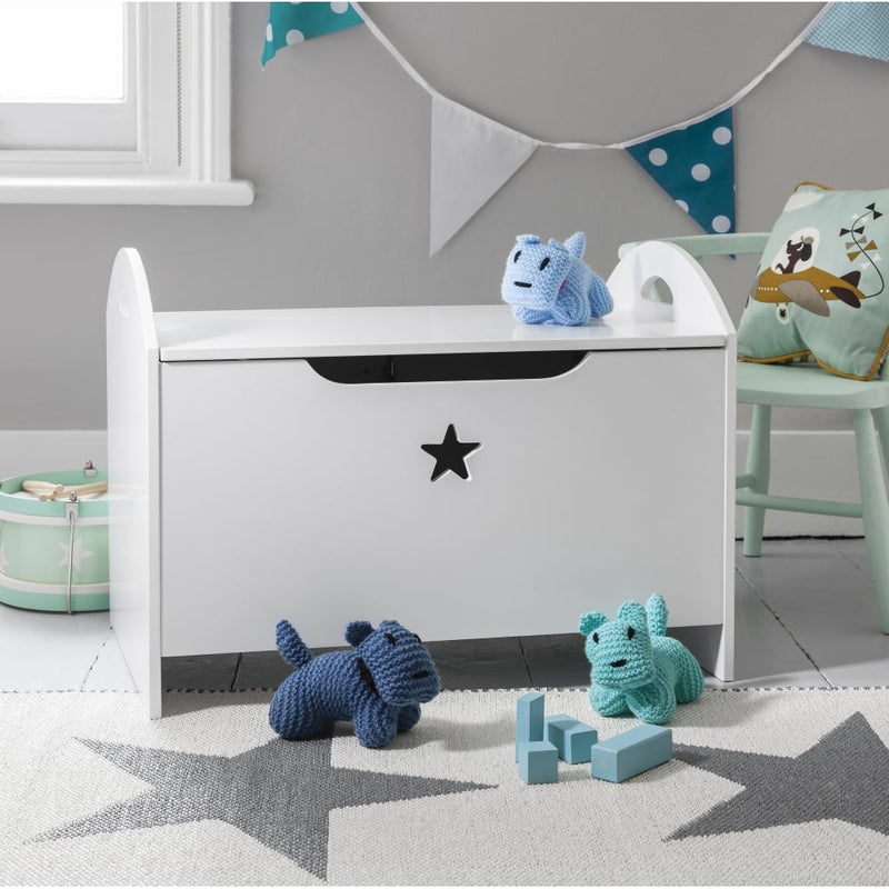 Zeta Toy Box Toy Organiser with Star Design in Classic White