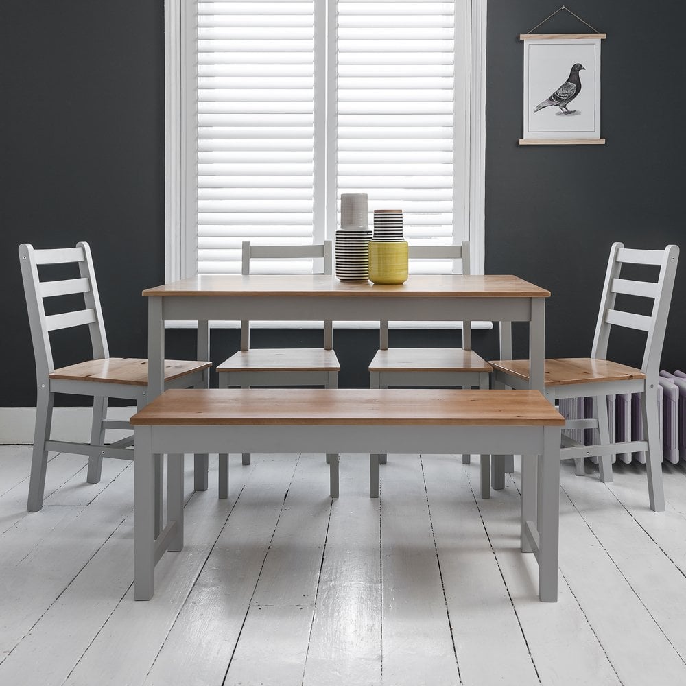 Annika Dining Table with 4 Chairs & Bench in Silk Grey | Noa & Nani