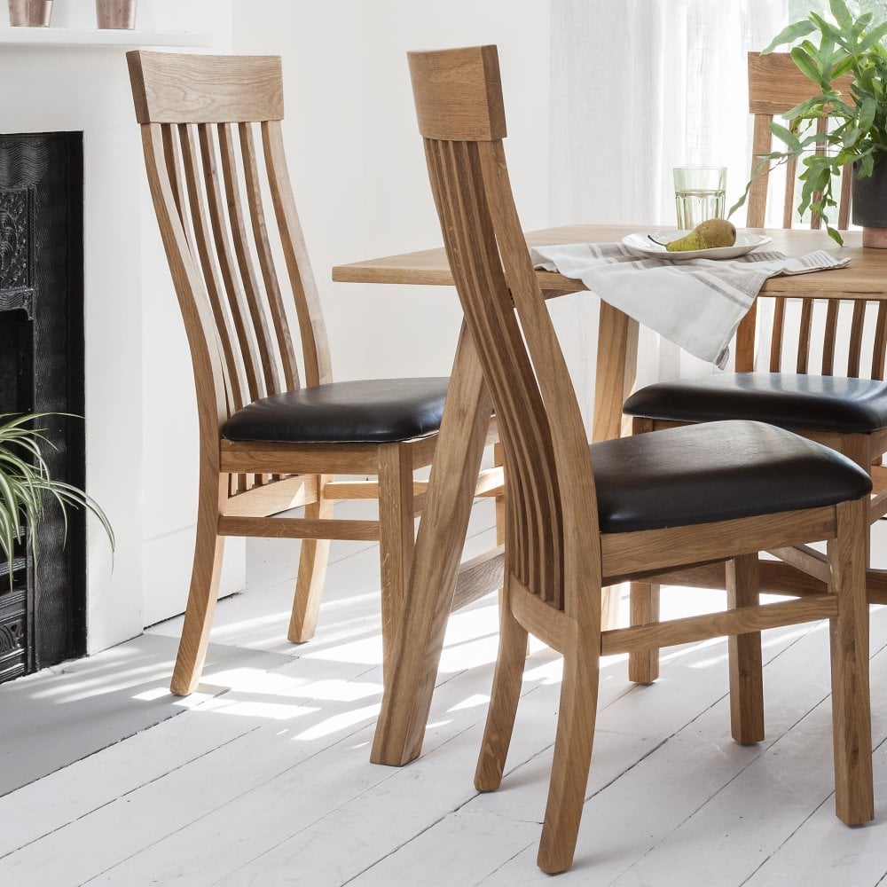Bosham Dining Chair in Solid Oak with Leather Upholstery | Noa & Nani