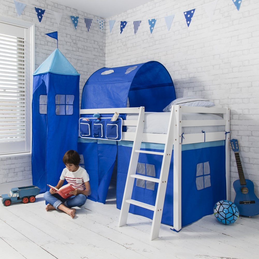 Brilliant Blue Cabin Bed with Tent, Tunnel & Tower | Noa ...